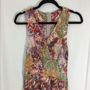 Boho Paisley Romper Skirt Overlay Surplice Neck